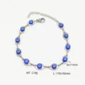 Bracciale malocchio in acciaio inossidabile con perle blu e catena regolabile - 45+5cm / Blu