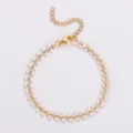 Elegante bracciale a lisca di pesce in acciaio inossidabile dorato con smalto bianco - Collana / Bianco