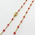 Collana in acciaio inossidabile dorato con perline in smalto rosso dal design moderno - Stile Oro / 45cm / Rosso