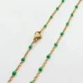 Collana a catena in acciaio inossidabile dorato con perline smaltate verdi stile boho - Stile Oro / 45cm / Verde