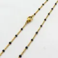 Minimalist gold stainless steel chain necklace with black enamel beads for daily wear - Steel Style / 45cm / Black