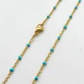 Elegant gold stainless steel necklace featuring vibrant turquoise enamel beads detail - Steel Style / 45cm / Teal