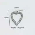 Vue détaillée du pendentif cœur en acier inoxydable avec dimensions et poids précis - Fermoir Cœur Seul (Sans Barre)