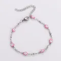 Bracciale con ciondolo mano di Fatima rosa in acciaio inossidabile e catena regolabile - Oro / Rosa