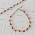 Eleganti bracciali in acciaio inossidabile oro e argento con cuori in smalto rosso - Oro / Rosso