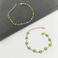 Bracciali in acciaio inossidabile oro e argento con ciondoli margherite smaltate - Oro / Verde