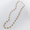 Elegant stainless steel necklace with colorful pink and yellow daisy flower charms - Pink (Steel Color)
