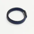 Bracciale da uomo in pelle intrecciata nera e blu con chiusura magnetica in acciaio inossidabile - 21.5cm / Nero