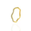 Anello a onda placcato oro minimalista con cristalli pavé in stile coreano elegante - Taglia 6 / Stile Strass a Onda Irregolare (GJ779) / Oro