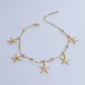 Elegante cavigliera in acciaio inossidabile dorato con stelle marine, gioiello da spiaggia - Oro