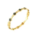 Elegante gouden armband met zwarte bloembedels en accenten van fijn helder kristal - Klaver (GH1264JH) / Zwarte Bloem (GH1264JH)