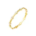 Elegante goudkleurige armband met verfijnde witte emaille bloemmotieven en kristallen accenten - Klaver (GH1264JB) / Witte Bloem (GH1264JB)