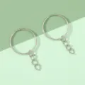 Silver metal keychain rings with 4-link chain for DIY jewelry making accessories - 2.5cm Smooth Keyring Without Ring / 10 Pieces/Pack / White K Gold