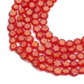 Red 6-8mm Millefiori flat round glass beads for DIY jewelry making handmade crafts. - 6mm (1 String/Approx 65 Beads) / Red