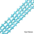 Perles de croix en turquoise bleue 12x15mm pour création de bijoux DIY - Style Croix (BTB1148) / 38cm/Paquet Environ 25 Pièces (12x15mm)