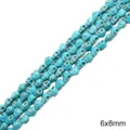 Perles de turquoise bleue en forme de crâne 6x8mm pour la fabrication de bijoux DIY - Style de Crâne (BTB1148) / 38cm/Paquet Environ 50 Pièces (6x8mm)
