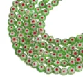Perles en verre millefiori vertes de 6mm avec motif fleur rouge pour bijoux DIY - Vert