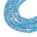 Perles en verre millefiori bleu clair avec motif floral rouge pour création bijoux DIY - Bleu