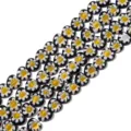 8mm Millefiori γυάλινες χάντρες καρδιά με κίτρινο κέντρο για κατασκευή DIY κοσμημάτων - Συσκευασία 10 Τεμαχίων / Μαύρο / 8mm