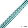 Perles en turquoise bleue de 8x13mm en forme d'haltère pour la création de bijoux - Style d'Os (BTB1148) / 38cm/Paquet Environ 30 Pièces (8x13mm)