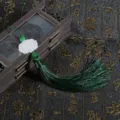 Nappa verde in stile tradizionale cinese con ciondolo a forma di loto bianco - Nappina di loto / Verde scuro