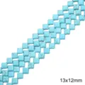 Perles carrées en turquoise de 13x12 mm avec matrice pour création de bijoux DIY - Forme Losange 13x12mm Ouverture D'environ 1mm 38cm/paquet Environ 33 Pièces.