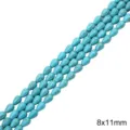 Perles gouttes de turquoise bleue pour la création de bijoux, variante de taille 8x11mm - Forme De Goutte Ronde 8x11mm Ouverture Env. 1mm 38cm/paquet Environ 34 Pièces.