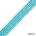 Perles ovales en turquoise bleue synthétique 5x8mm pour la fabrication de bijoux DIY - Perles Ovales 5x8mm Diamètre Du Trou Env. 1mm 38cm/paquet Environ 48 Perles.