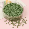Small metallic green glass seed beads in clear container for handmade DIY jewelry crafting - Silver Grass Green