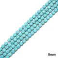 8mm perles rondes en turquoise bleue pour accessoires de bijoux DIY et colliers - Perles Rondes Plates 8 Mm De Diamètre Trou D'environ 1 Mm 38 Cm/paquet Environ 55 Perles.