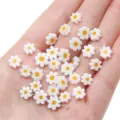 Handcrafted small white daisy flower glass spacer beads for DIY jewelry making accessories - White with Orange Dots