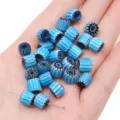 8mm blue and white striped Millefiori glass pumpkin beads for DIY jewelry making - 8mm Hole Approx 1mm 10 Pieces/Pack / Dark Blue