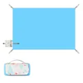 Portable waterproof sky blue picnic mat featuring a cute cartoon pattern storage bag - 150x100cm / Lake Blue Forest Animal Party