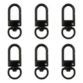 Set of six black painted metal swivel lobster clasps for DIY jewelry and bag hardware - Width approx 12mm, Length approx 33mm, 5 Pcs/Pack / Black