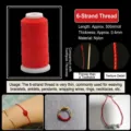 Fil de nylon rouge 6 brins de 0,4 mm pour bracelets de bijoux DIY - Cordon à 6 Brins (0.4mm) / 500 Pièces/Paquet