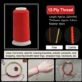 Bobine de cordon en nylon rouge 12 fils de 0,8 mm pour le tissage de bijoux et l'artisanat DIY - Cordon à 12 Brins (0.8mm) / 220 Pièces/Paquet