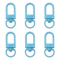 Lot de 6 mousquetons pivotants en U en alliage peint bleu clair pour bijoux DIY - Largeur env. 12mm, Longueur env. 33mm, 5 Pcs/Paquet / Bleu lac