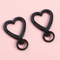 Coppia di moschettoni neri a forma di cuore in lega per accessori portachiavi fai-da-te - 1 Pezzo/Confezione (26x38mm) / Nero