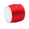 Cordon rouge vif sur bobine blanche pour la fabrication de bijoux DIY, tressage et nœuds - Cordon Tressé (2.5mm) / 25 Mètres/Paquet