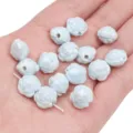 Perles d'espacement en céramique bleu clair en forme de rose pour bijoux DIY - Style Fleur Rose (12mm) / 2 Pièces/Paquet