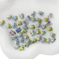 Perle di vetro sfaccettate aurora cangiante a forma di orso per creazione gioielli DIY - 10 Pezzi/Confezione (8x10mm) / Viola