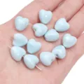 Perles en céramique bleu clair en forme de cœur pour la création de bijoux DIY à la main - Style Cœur (12x12mm) / 2 Pièces/Paquet