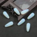 Perline di vetro opalescente a goccia con foro dritto per accessori per capelli DIY - 8x19mm (10 Pezzi/Confezione) / Bianco Opale
