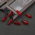 Perline di vetro a goccia rosse traslucide con foro verticale per accessori per capelli fai da te - 8x19mm (10 Pezzi/Confezione) / Rosso