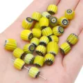 Handmade yellow 8mm lampwork millefiori pumpkin beads with striped pattern for DIY jewelry - 8mm Hole Approx 1mm 10 Pieces/Pack / Dark Yellow