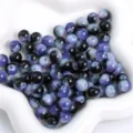 Perles d'explosion en verre nébuleuse ronde de 10mm en bleu et noir pour bracelets DIY - 20 Pièces/Paquet (10mm) / No. 58