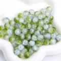 Perles en verre craquelé vert et blanc 10mm pour fabrication de bijoux DIY, bracelets et colliers - 20 Pièces/Paquet (10mm) / No. 67