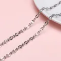 Polished silver stainless steel sunflower circle chain link for DIY jewelry making - Lip and 8-Shape Polished Chain / 1m/Pack (Width approx 4.5mm)