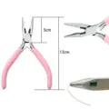 Detailed dimensions of 13cm pink handle needle nose jewelry pliers for DIY craft - Needle Nose Pliers (With Teeth) / 1 Pack / Pink