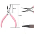 12cm mini jewelry pliers with pink handles for DIY bead wrapping and handmade crafting - Double Round Nose Pliers / 1 Pack / Pink